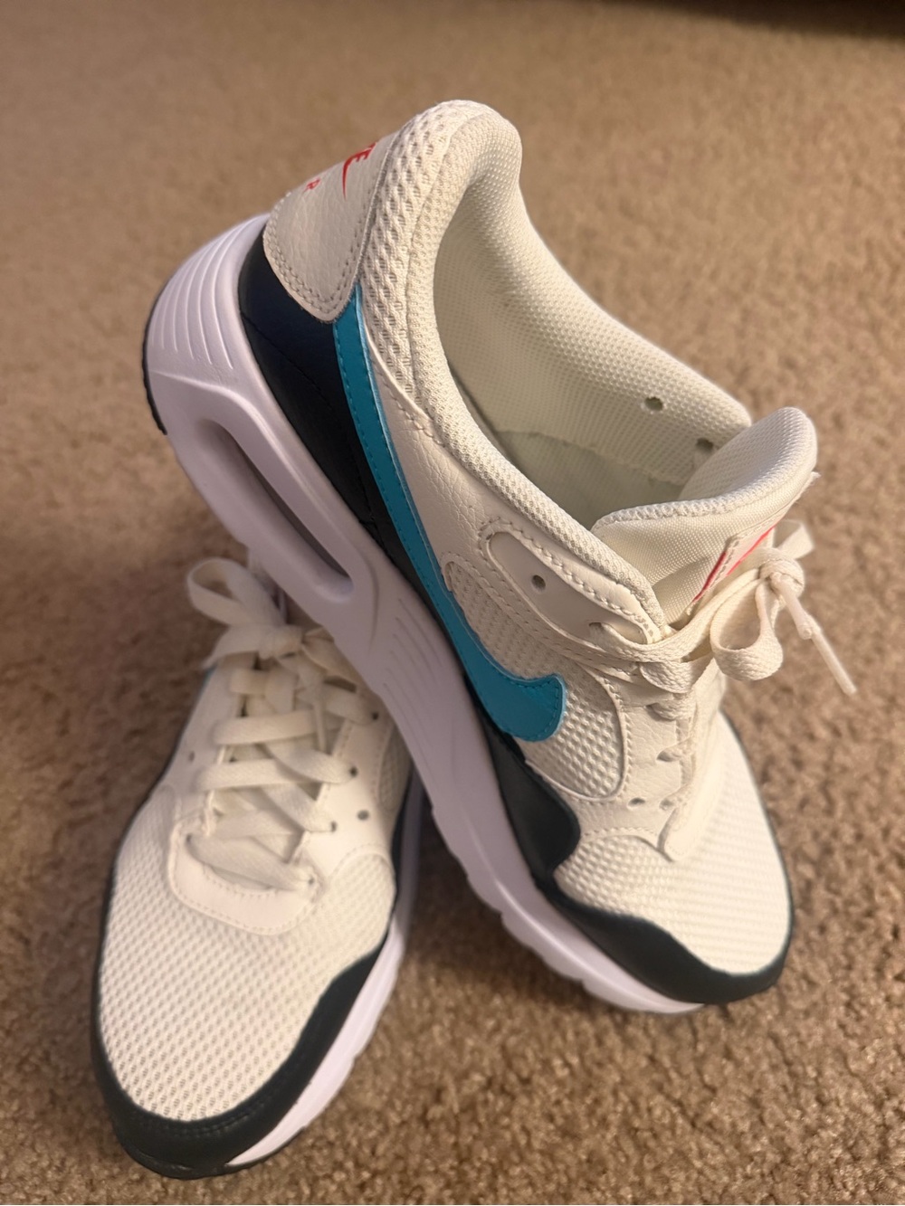 Nike Cream and Black Air Sneakers with Coral Logo – Unisex